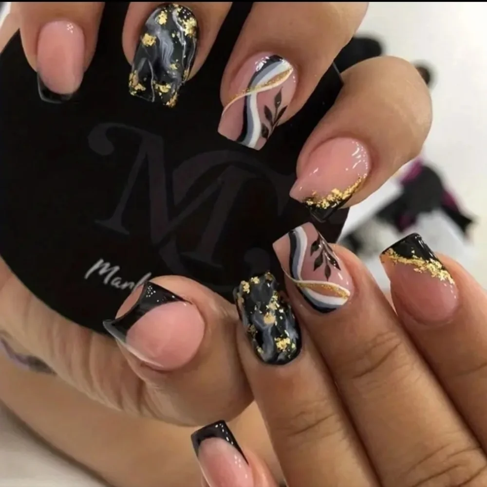24 reusable square press on nails
